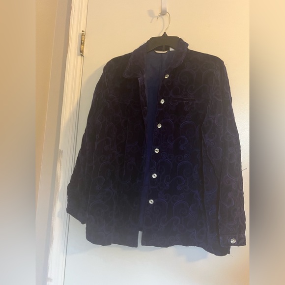 Laura Ashley Purple Velvet Jacket Size L - Picture 1 of 6